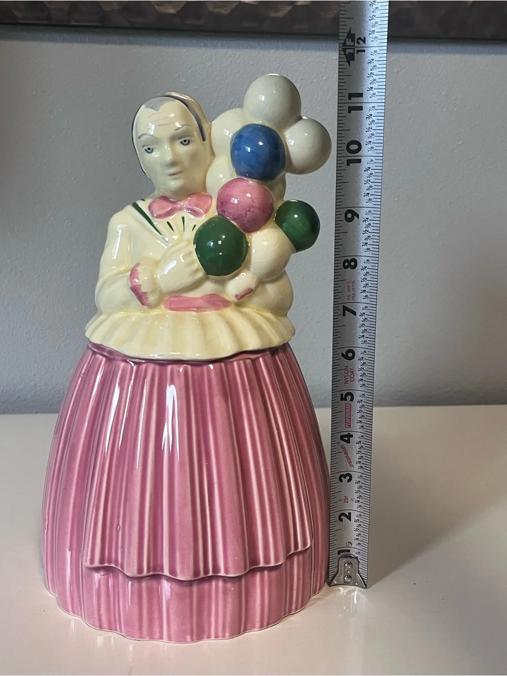 Vintage Pottery Guild of America Balloon Lady Ceramic Cookie Jar 1940's 11.5”